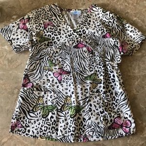 Adorable Animal Print Scrub Top